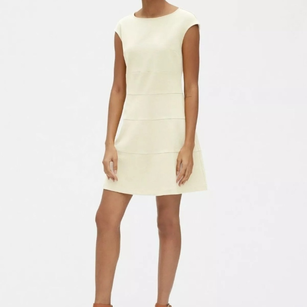 GAP ivory cap sleeve fit and flare dress